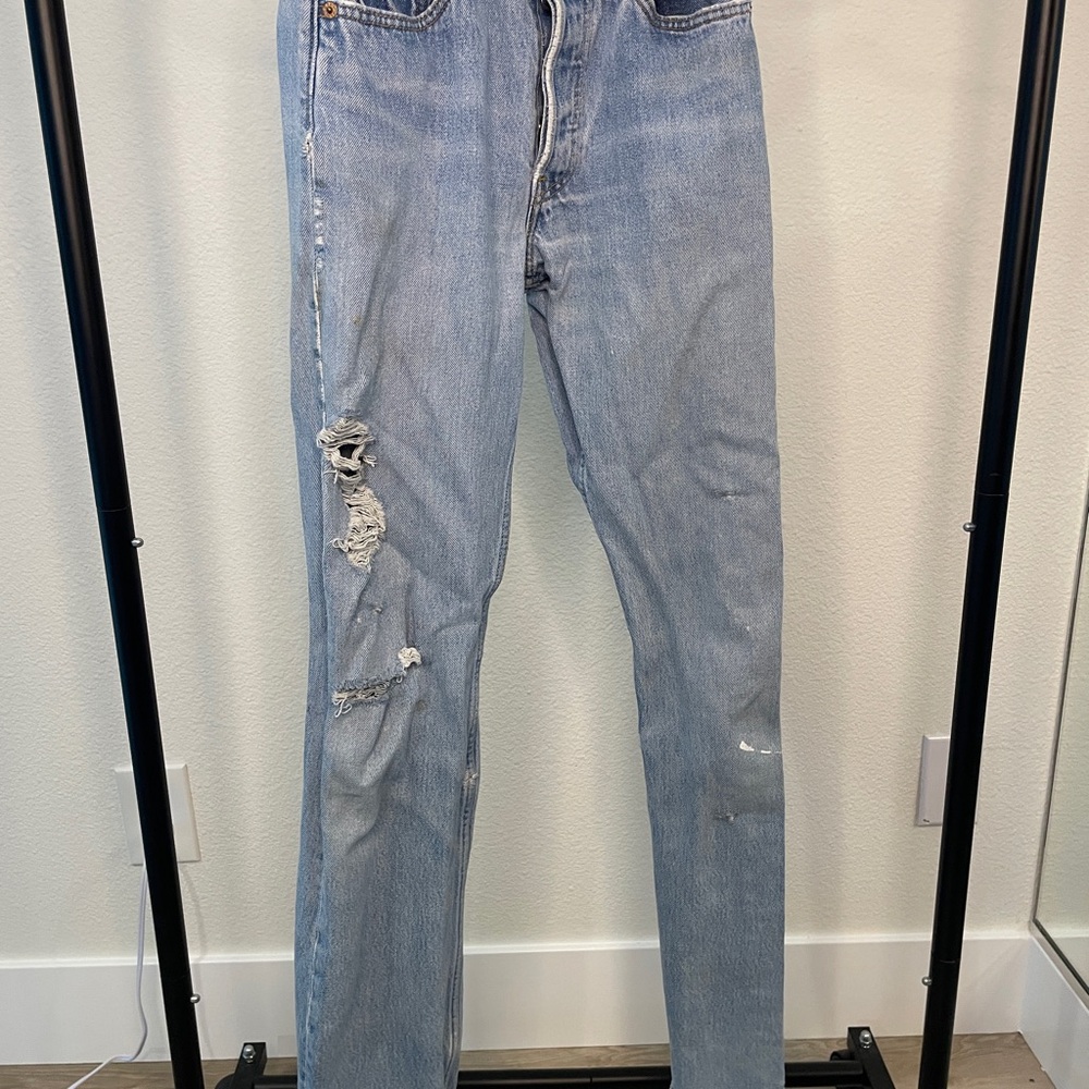 Vintage Levi's 501 Light Blue Distressed Straight Jeans